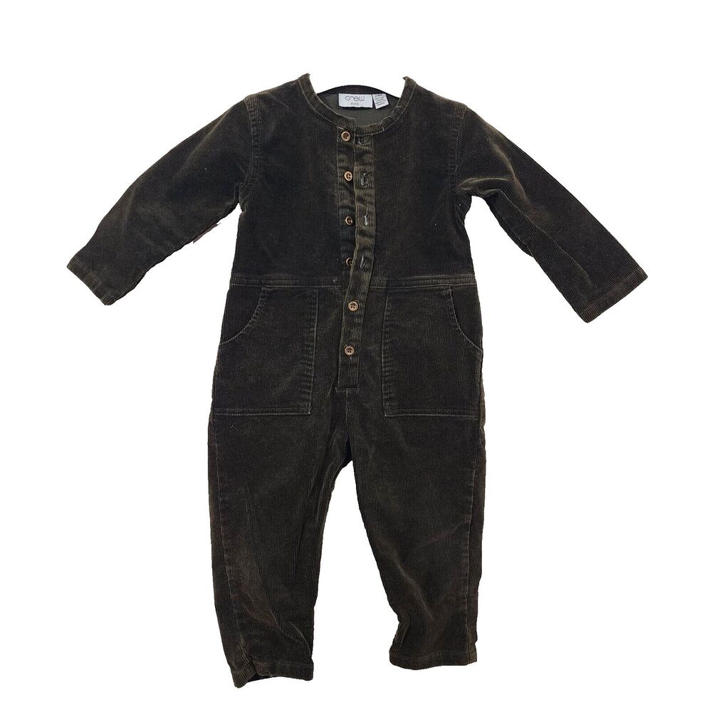 Crew Kids Corduroy Button Front Full Romper Baby 24 Months Long Sleeve Pocket
